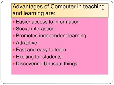advantages of computer in teaching and learning