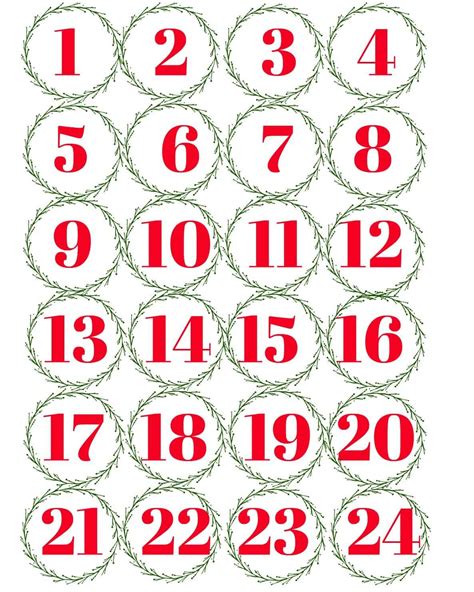 Advent Numbers Free Printable