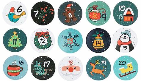 24 Adventskalender Sticker Zahlen Aufkleber Weihnachten Basteln