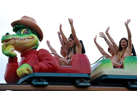 Pictures as naked rollercoaster riders fail to break Guinness World