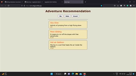 adventure recommendation