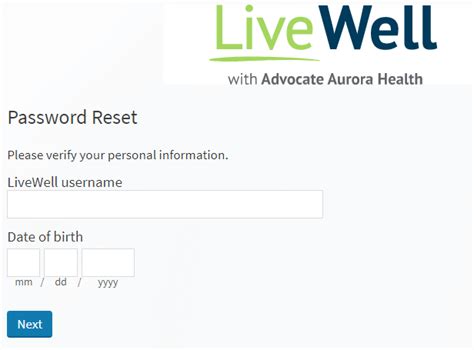 advocate livewell login page