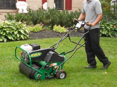 Image of aerating lawn