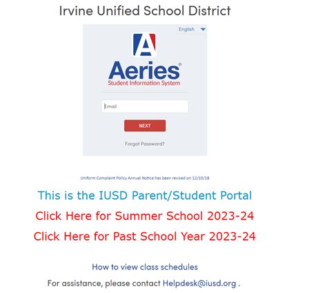 aeries portal iusd