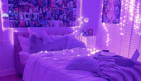 Image result for purple room lights Quartos roxos, Decoração quarto
