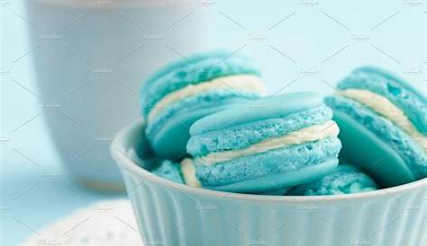 Light blue macarons featuring macarons, macaroons, and food Blue