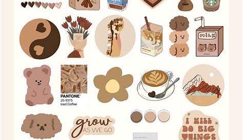 Brown Aesthetic Sticker Series, Hobbies & Toys, Stationery & Craft