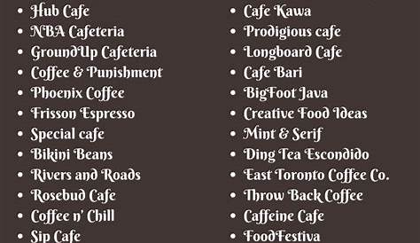 creative coffee shop names Google Search … Coffee shop names