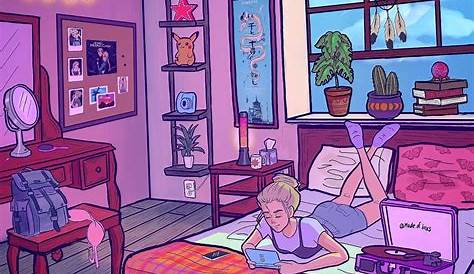 aesthetic lofi room bedroom illustration // ig yooramen in 2020