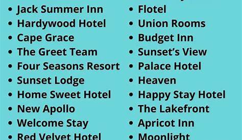 Hotel Names 400+ Cool and Creative Hotel Name Ideas