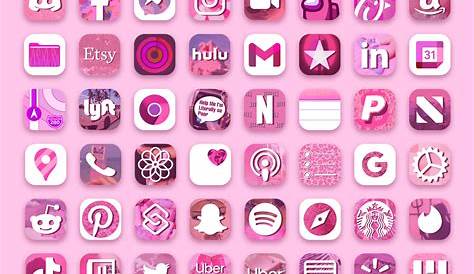1300 rose pink iOS app icon pack aesthetic minimalistic Etsy