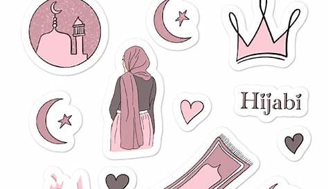 Floral side profile girl in pink hijab Sticker by The Hijabi Artist in