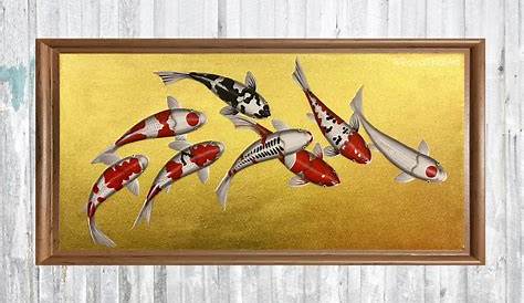 Koi fish pond Painting on Canvas Original painting for Home | Etsy in