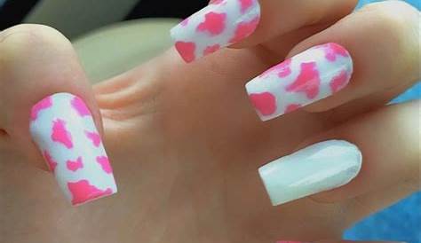 Aesthetic Pink Cow Print Nails Classy Set Glueon Etsy