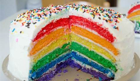 Rainbow Birthday Cake With Sprinkles Stock Photo Image of candy