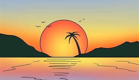 Aesthetic Sunset Drawing Easy