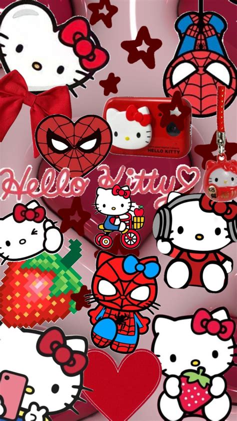 aesthetic hello kitty and spiderman wallpaper