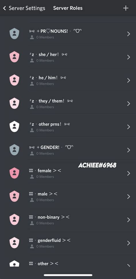 aesthetic role names for discord