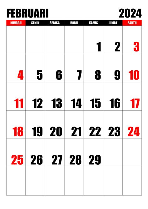 afbeelding kalender februari 2024