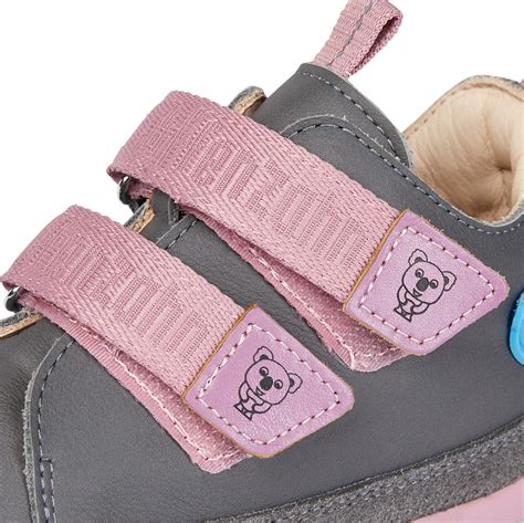 Affenzahn Kinderschuhe Koala grau/rosa Leder Halbschuhe mit