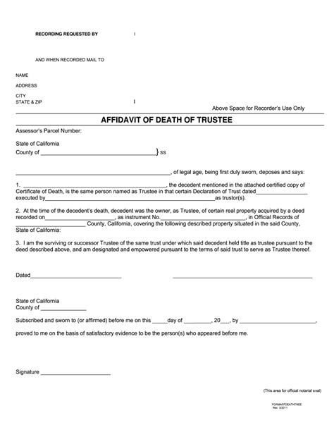 FREE 5+ Sample Affidavit of Death Forms in MS Word PDF