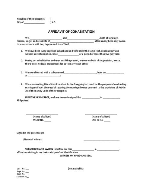 Affidavit of Cohabitation