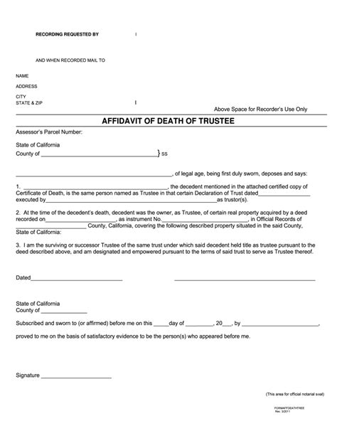 FREE 8+ Sample Affidavit of Death Forms in PDF MS Word