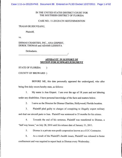 Affidavit In Support Of Motion For Judgment On The Pleadings