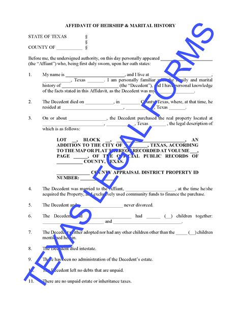 affidavit of heirship form for texas probate