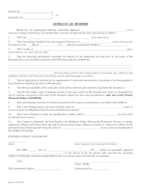 affidavit of heirship oklahoma mineral rights