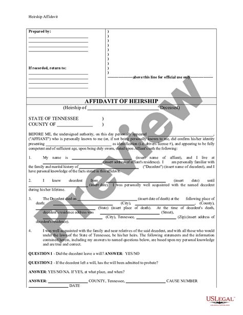 affidavit of heirship tennessee statute