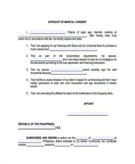 affidavit of marital consent