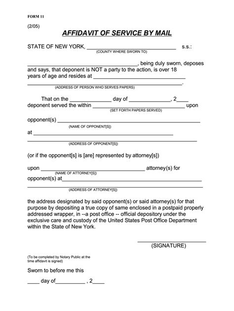 affidavit of service by mail new york