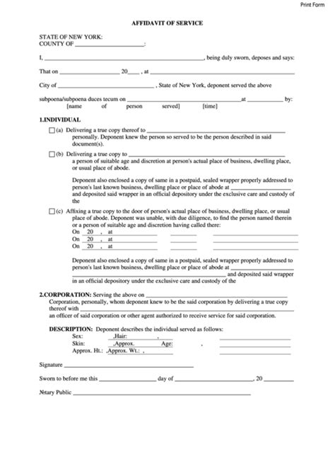 affidavit of service ny form pdf