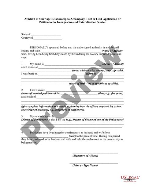 affidavit uscis marriage