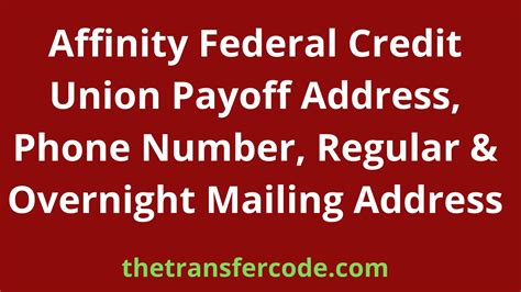 affinity federal credit union payoff number