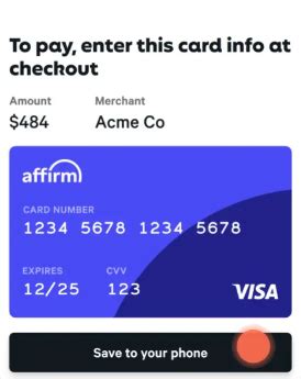 affirm request virtual card