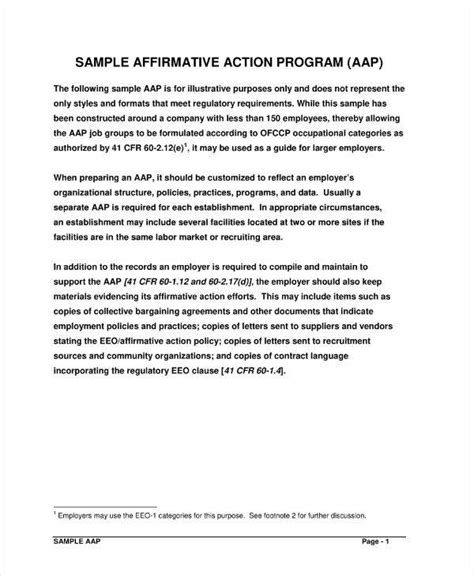 affirmative action plan certification
