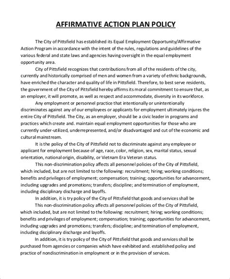 affirmative action policy statement