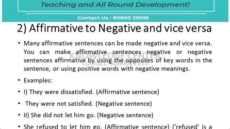 affirmative and negative sentences