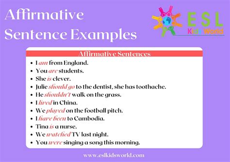 affirmative sentence meaning with example