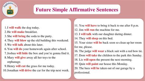 affirmative sentences in future simple