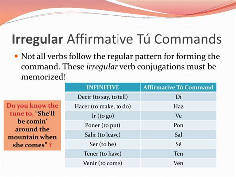 affirmative tu commands examples