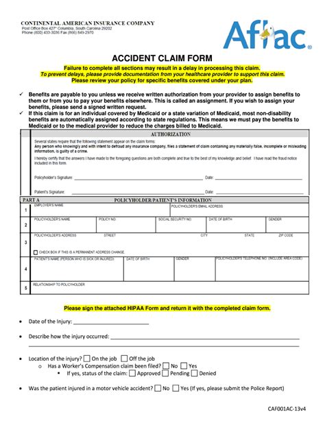 aflac accident claim form 2023