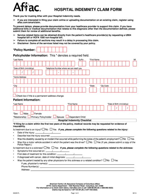 aflac claim forms for hospitalization