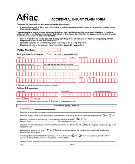 aflac printable accident claim forms