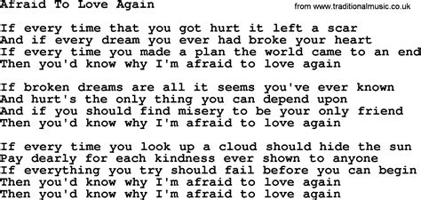 afraid of love lyrics