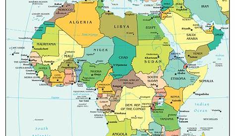 Africa Map Labeled Cities s Of n Continent, Countries, Capitals And Flags