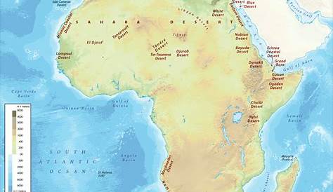 African Deserts map showing area or location of all the