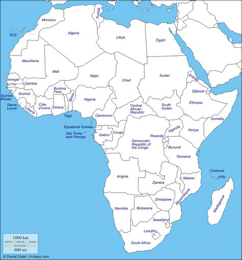 africa map to label